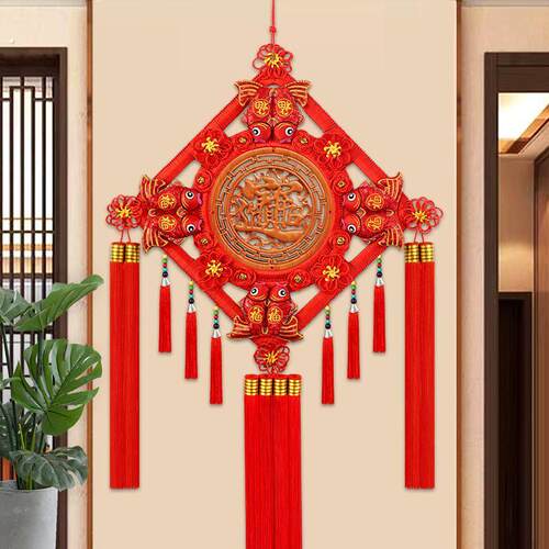 2026新款中国结高档挂件客厅大号桃木福字玄关走廊电视墙开业乔迁