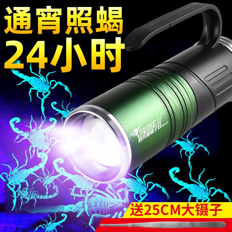 蝎子灯充电手提手电筒超亮户外照蝎子强光紫光专用灯超长续航