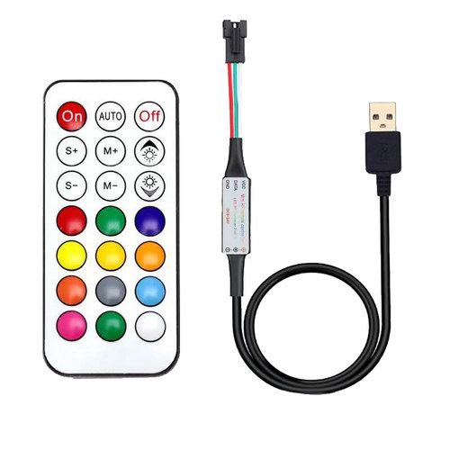 LED幻彩USB三键控制器WS2812B/SK6812全彩灯条 5V迷你手动控制器