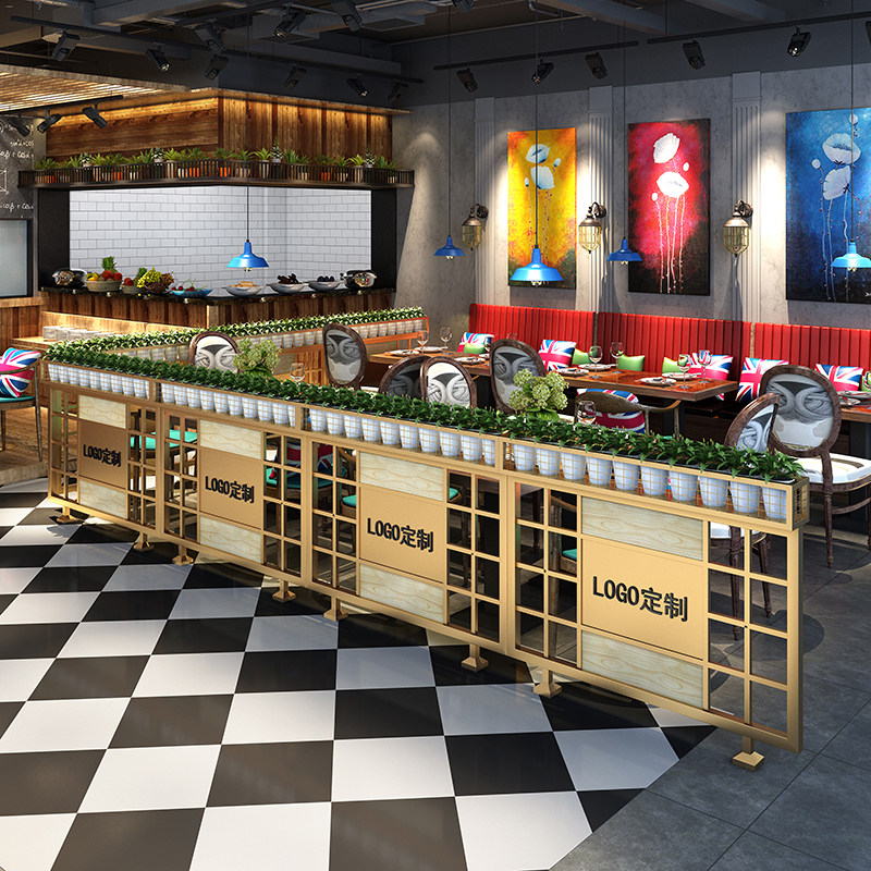饭厅隔断饭店创意格栅火锅店饰护栏围栏铁艺卡座半截酒吧花隔断墙