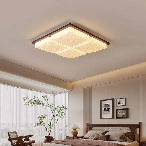 胡桃木LED吸顶灯新中式客厅主卧室餐厅房间2025新款全屋实木灯具
