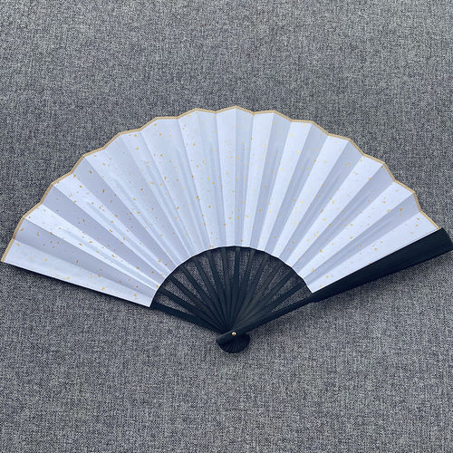 加厚绢布扇子古风舞蹈女8寸男10寸易开合可转洒金扇面diy空白折扇