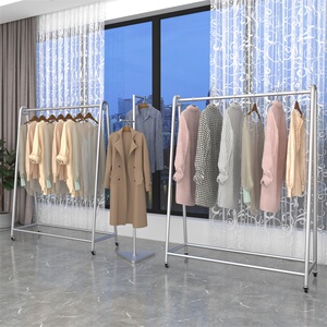 服装店展示架女装衣架落地婚纱礼服陈列货架收纳衣帽架移动带轮子