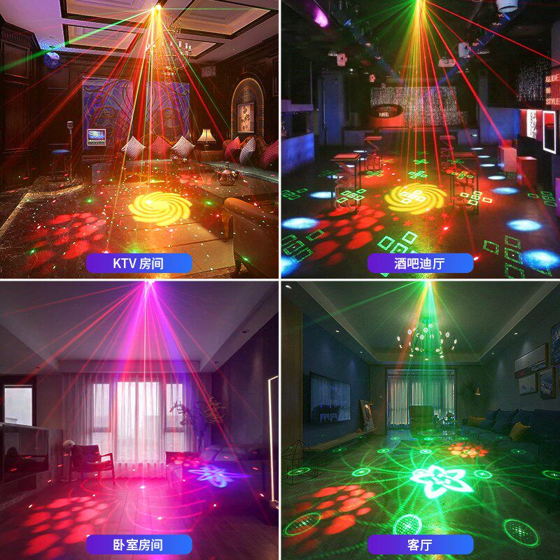 蜂窝3合1激光图案投影旋转灯装饰灯氛围灯生日道具卧室幻彩灯闪灯