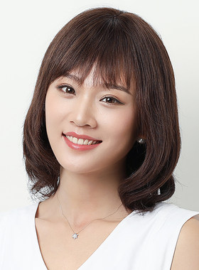 真发假发女短发圆脸自然中长发锁骨发时尚真人发丝全头套式长卷发