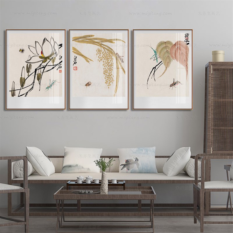 米亦堂x齐白石 新中式日式田园风挂画客厅餐厅玄关书房茶室装饰画