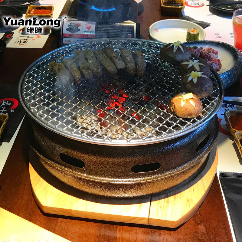 日式烧烤炉圆形木炭烤炉商用烤肉炉地桌煎肉锅大排档烤炉户外烧烤