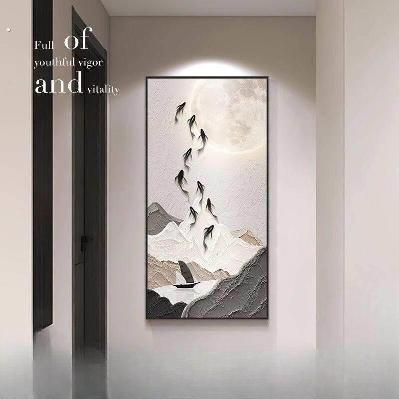 现代简约玄关装饰画入户正对门壁画黑白高级感走廊过道挂画客厅画图片