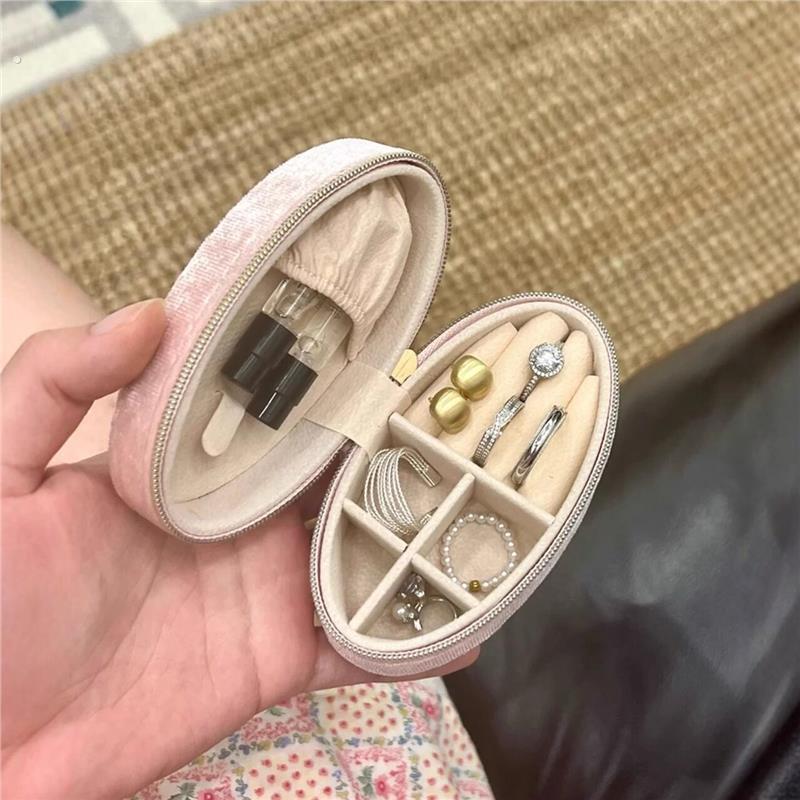 项链戒指椭圆收纳盒精致高级感迷你可携式耳针环饰品珠宝盒多功能图片