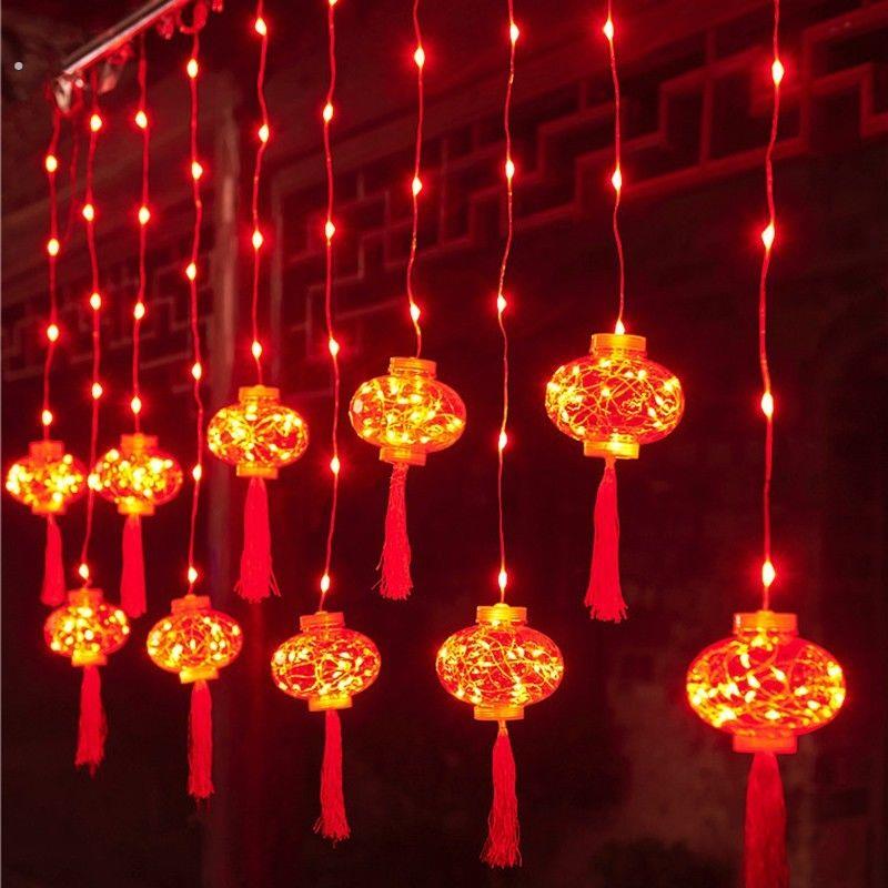小灯笼树上挂饰2026年新年装饰灯彩灯喜庆阳台结婚红灯笼婚礼大门