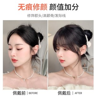 法式空气刘海假发片女头顶真发自然前额无痕轻薄圆脸齐刘海假头帘