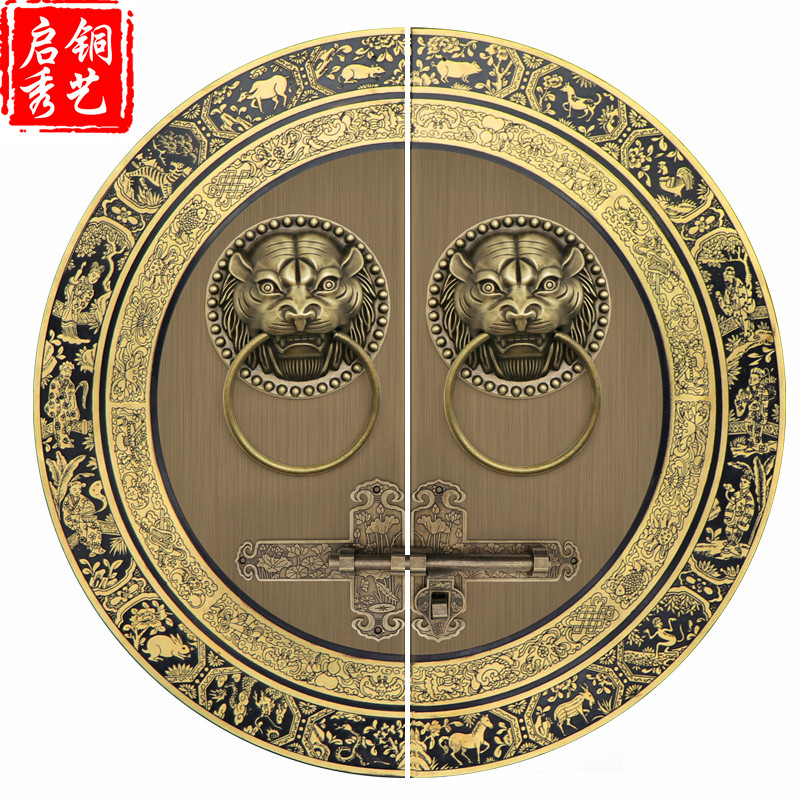 中式仿古门环拉手纯铜大门栓插销锁搭扣院木门锁扣老式复古门把手