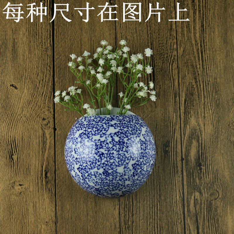 景德镇陶瓷器手绘花鸟挂瓶壁挂半瓶装饰挂件花瓶挂饰墙饰壁饰水培