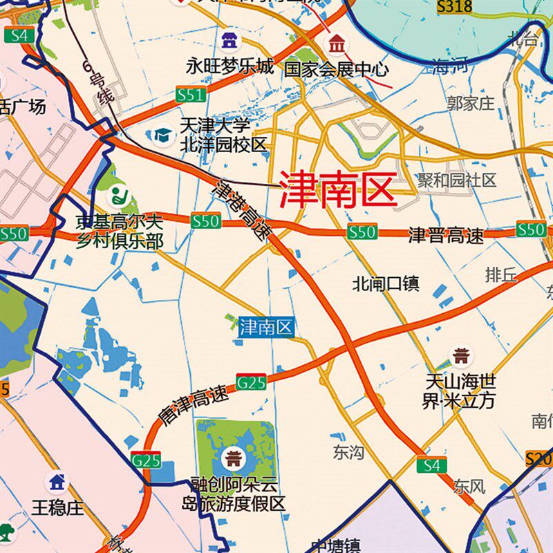 2023新款天津市地 图贴图办公室挂图高清防水墙壁贴超大装饰画