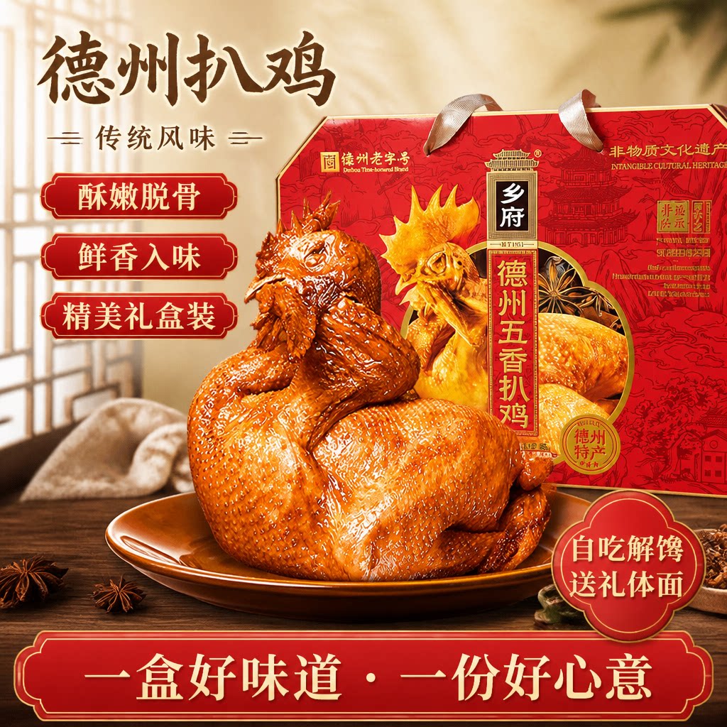 德州特产五香卤扒鸡即食礼盒