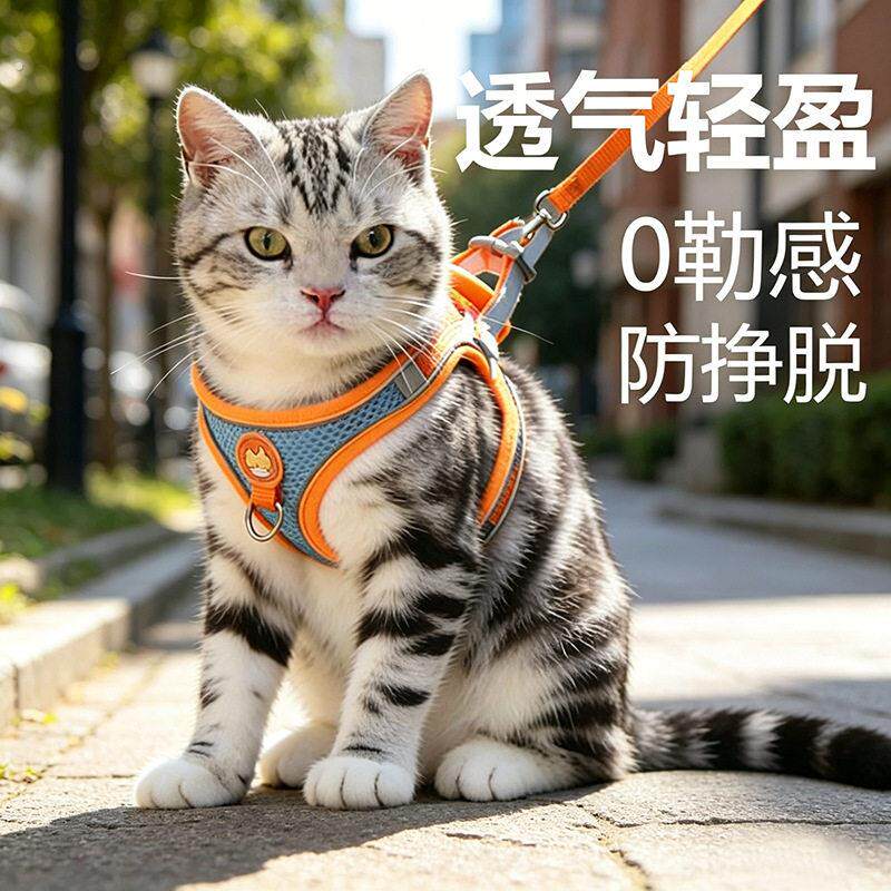狗狗牵引绳狗狗的专用背心式小型犬背带胸背项圈溜猫绳防咬断幼犬