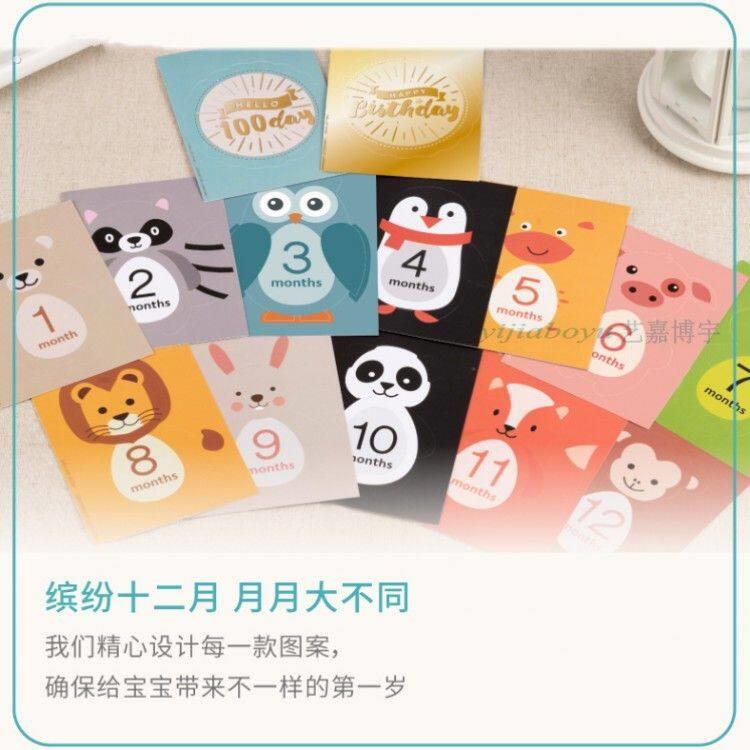 宝宝满月拍照贴纸新生婴儿月份贴画成长记录摄影道具