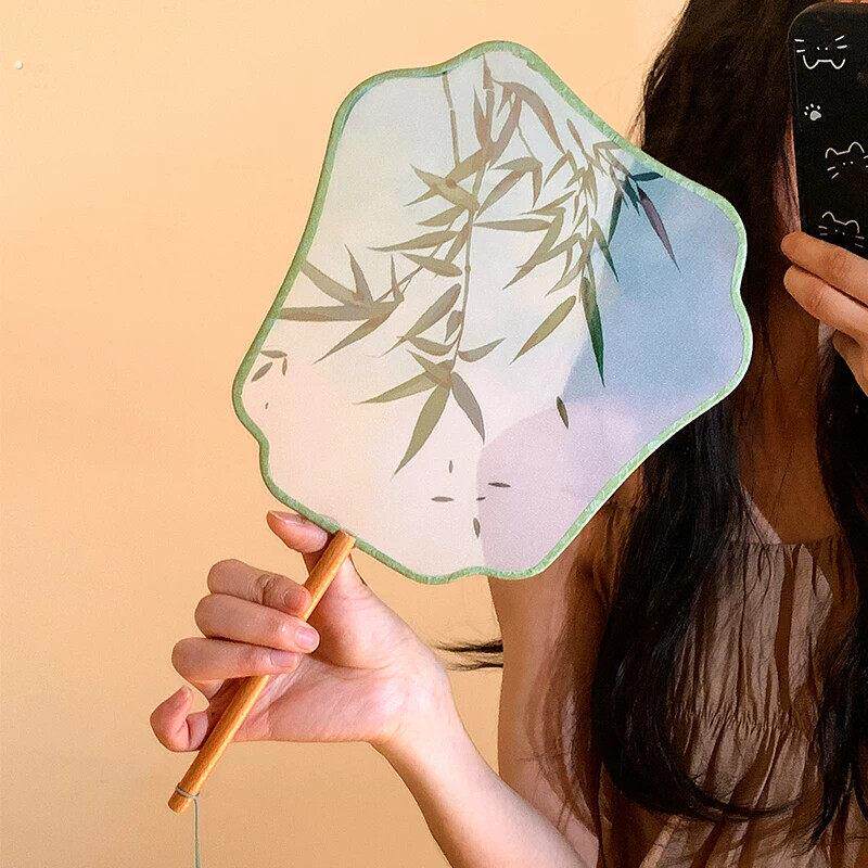 古风竹子芭蕉扇子女可携式舞蹈汉服旗袍家用夏天新中式国风团扇圆