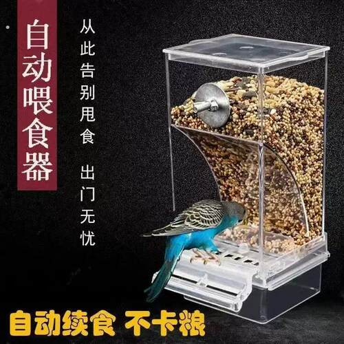用防撒防溅下料器虎皮鹦鹉自动喂食器吃盒鸟玄凤大型喂食罐喂鸟器