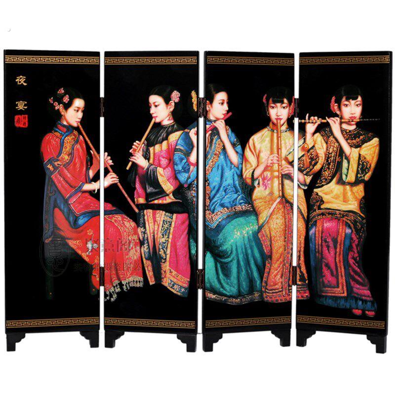 木质屏风家居摆件节日商务公关出差出国文化礼品陈逸飞油画 夜宴
