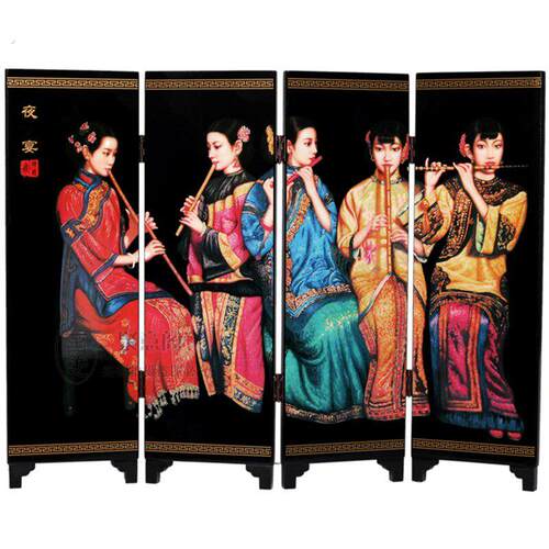 木质屏风家居摆件节日商务公关出差出国文化礼品陈逸飞油画 夜宴