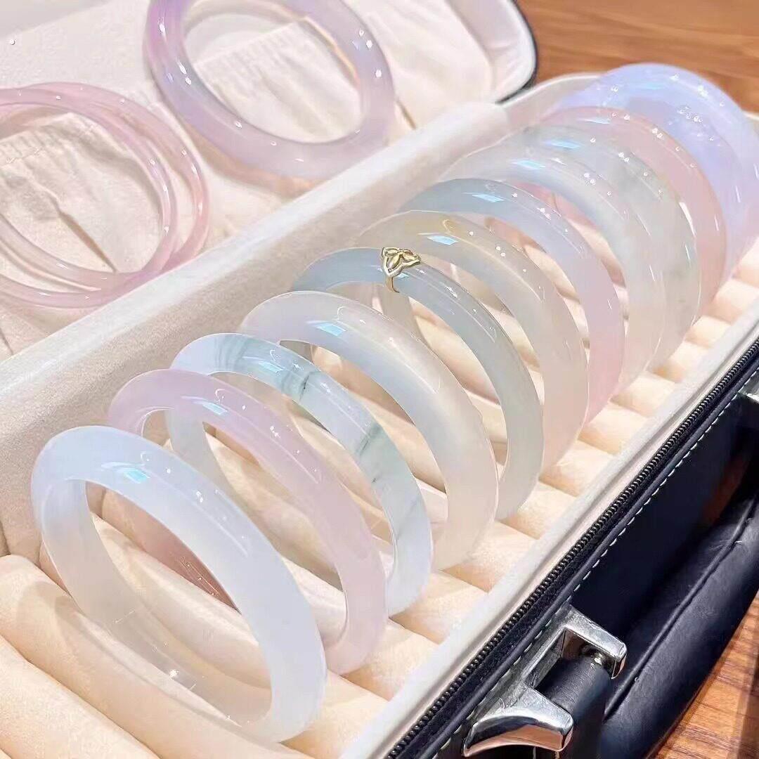 新中式琉璃素圈手镯女轻奢小众精致白月光手镯古风汉服配饰禁步