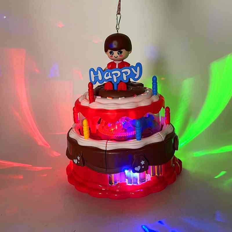 会唱生日歌的萌兔奇趣蛋糕电动旋转灯光音乐灯笼宝宝成长纪念礼物