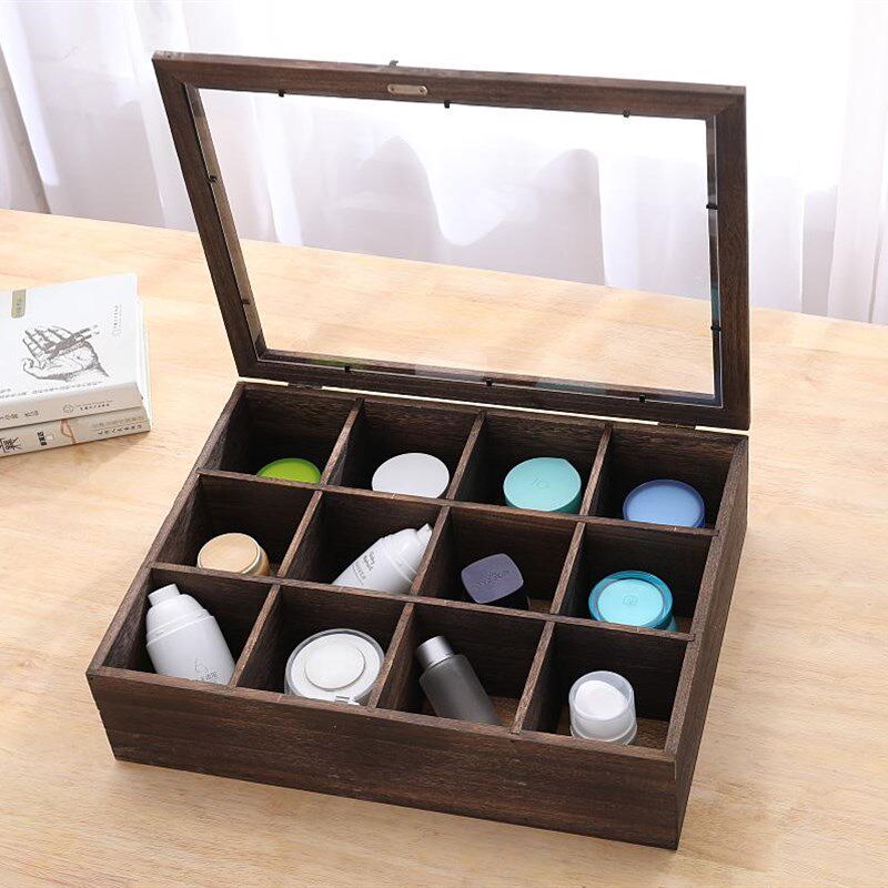 实木茶壶展示盒茶具防尘格子收纳柜置物架化妆品小博古架禅意中式