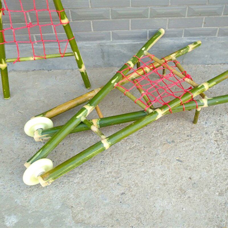 竹木小推车玩具手推车独轮车亲子活动玩具小孩户外游戏推车玩具