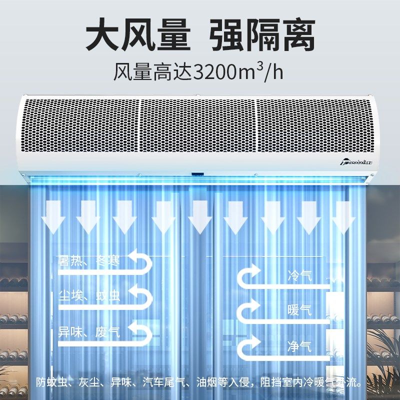西奥多风幕机商用低音强力商铺专用餐饮店门口风帘机冷库空气幕