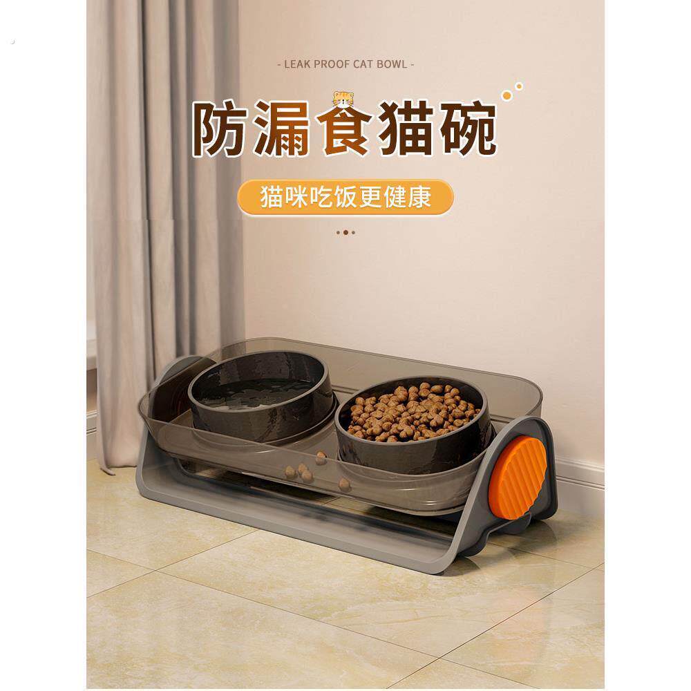 大型犬专用狗盆猫碗猫食盆陶瓷猫粮黑碗猫饭盆斜口狗狗碗食盆不易