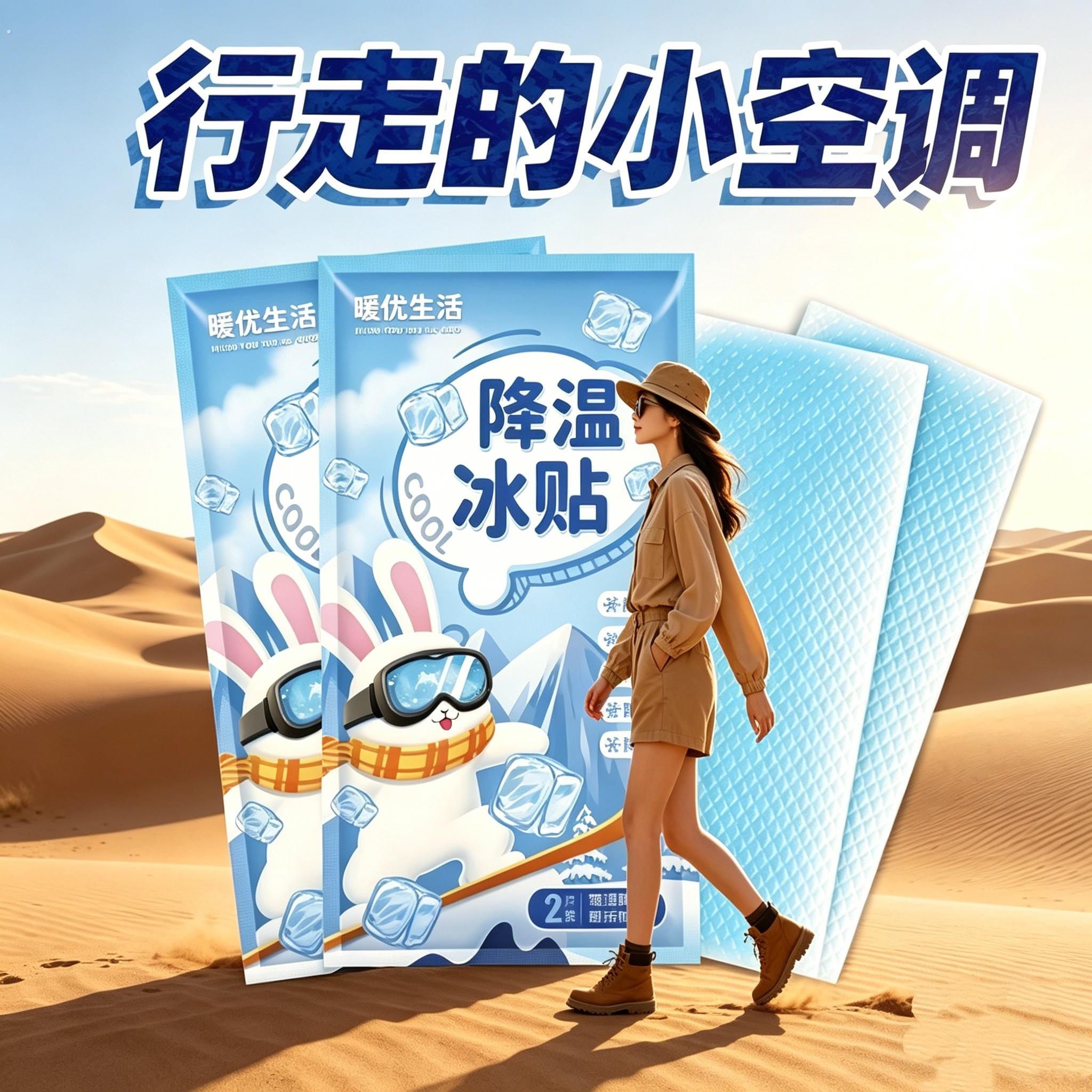 冰凉贴解暑神器夏天户外沙漠旅行降温清凉贴冰敷手机散热防中暑贴