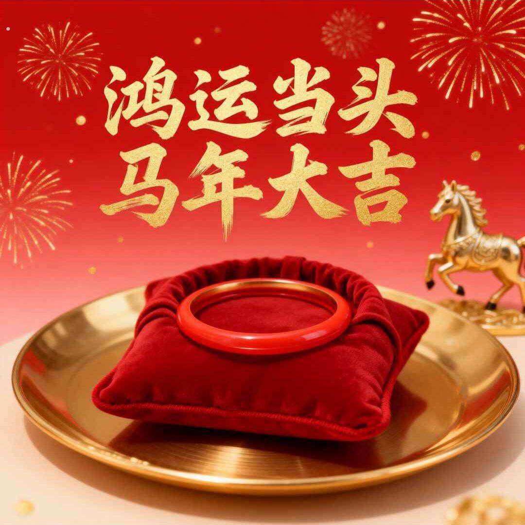 一抹红韵腕间生香温柔显白超衬肤色新年氛围红色手镯保护套
