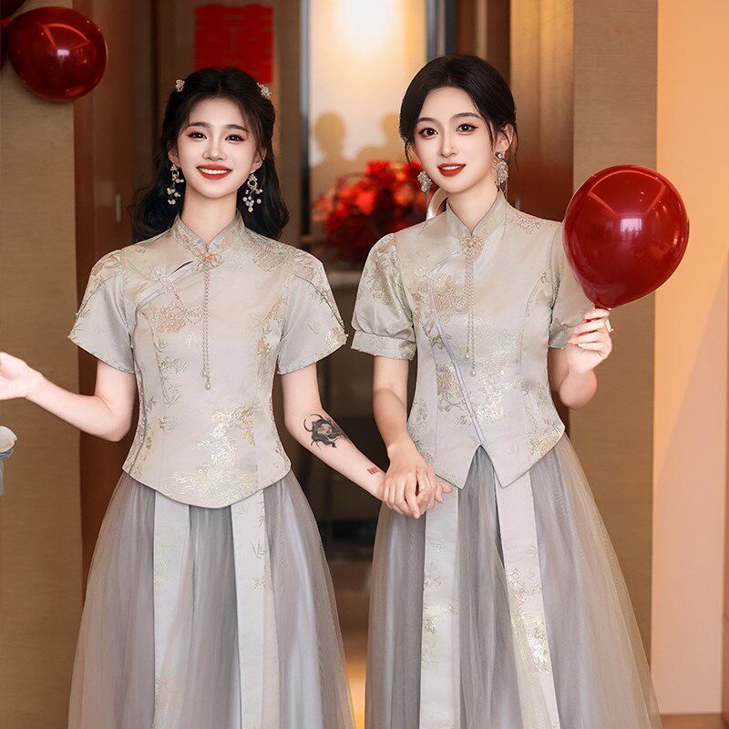 伴娘服中式女2025新款夏季绝美姐妹团婚礼服小众高级感旗袍伴娘服