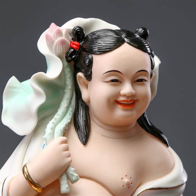黼山堂和合二圣神像陶瓷摆件供奉卧室夫妻和睦结新婚工艺品