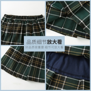 学院女童半身裙 英伦校服百褶裙 淑女墨绿红色格子短裙半身裙