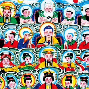 天地全神图挂画佛道总真图客厅装饰画诸神菩萨三尺三全堂佛卷轴画