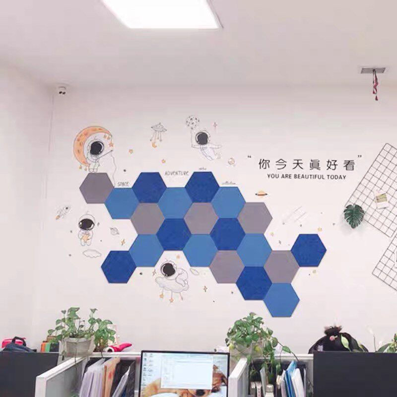 10个一组拼接六边形毛毡自贴背景墙贴客厅自粘创意照片墙揭掉无痕