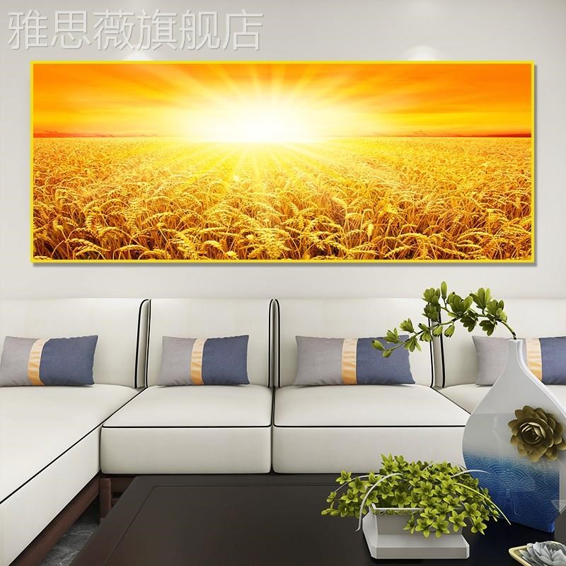 网红金麦色田装麦饰画日出太阳厅沙画发墙壁挂饭厅丰收穗田园客风