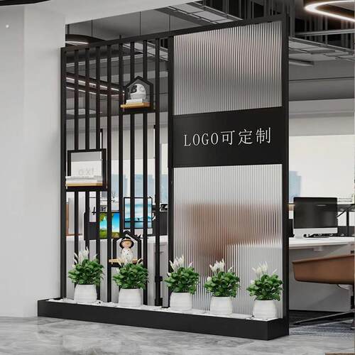 办公室前台隔断企业屏风入户进门口移动落地玄关形象公司背景墙