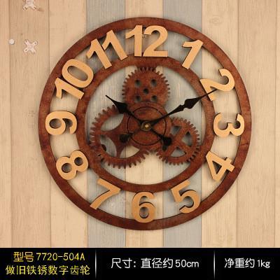 壁饰复古个性齿轮客厅挂钟钟表工业风创意餐厅墙面装饰酒吧壁挂