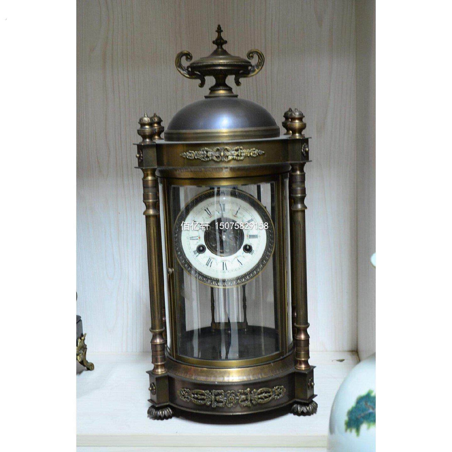 钟表四柱圆亭式机械四明钟古典欧式彷故宫古董老式发条报时座钟