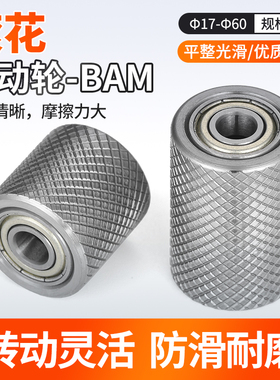 FA 网纹滚花从动轮无动力滚筒传送铁惰轮金属双轴承耐磨压花滑轮