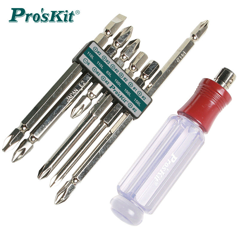 台湾宝工Proskit SW-9109D红颈PVC双头起子组7合1可换头起子改锥