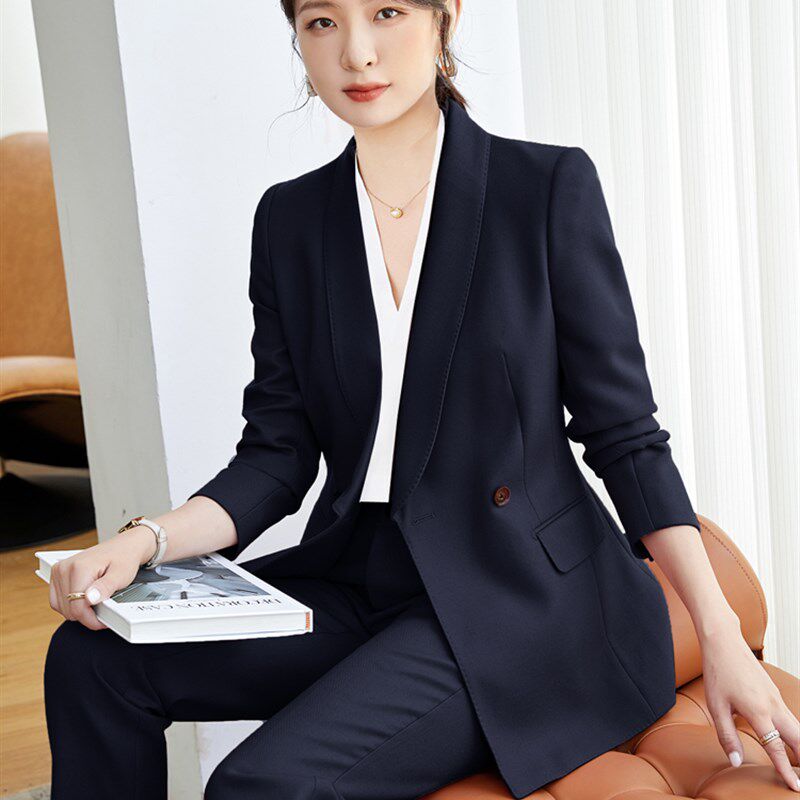 西装套装女2023春秋新款气质女神范休闲高级感职业西服外套直筒裤