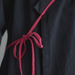 武当道袍太极服道服中国风茶服禅服茶艺师服装系带汉服女连衣裙秋