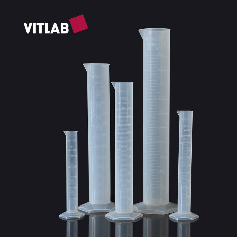 VITLAB塑料量筒10/25/50/100/250/500/1000ml进口PP量筒量杯刻度