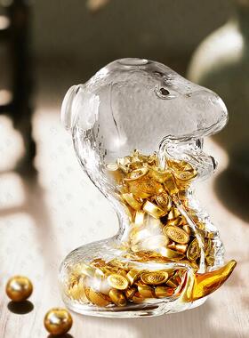 十二金生肖金玻小璃瓶攒豆存豆豆收纳瓶十二生肖存钱许愿瓶金豆收