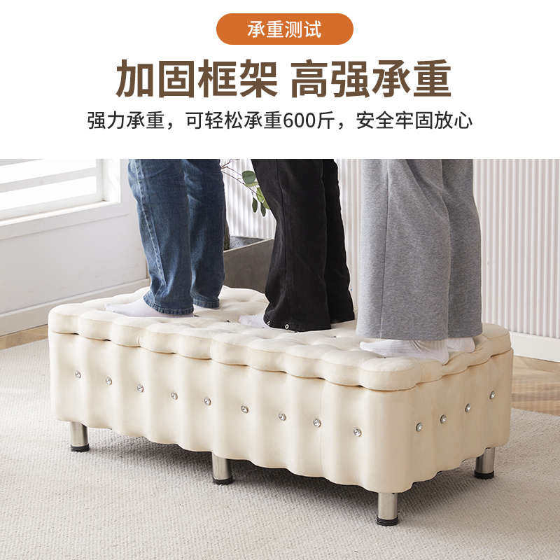 北欧服装店沙发凳子长方形家用可收纳坐凳储门口物多功能换鞋箱