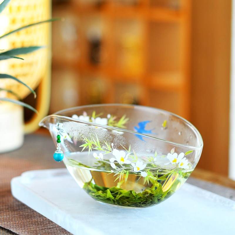 耐热玻璃公道杯个性创意家用绿茶专用泡茶分茶器公杯原野扁舟鹰嘴